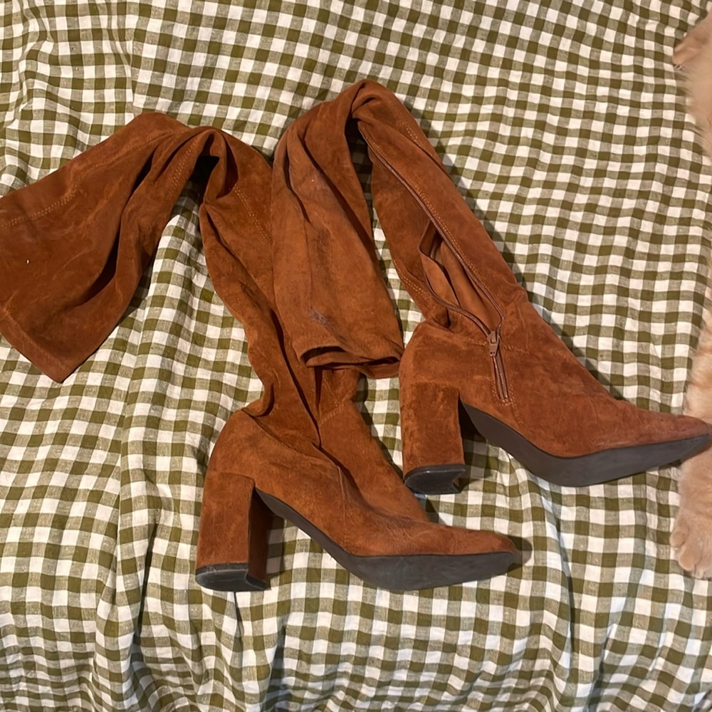 Over the knee suede boots